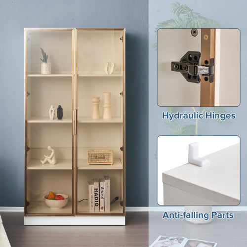 Clear Display Case For Figures, With Tempered Glass Door White
