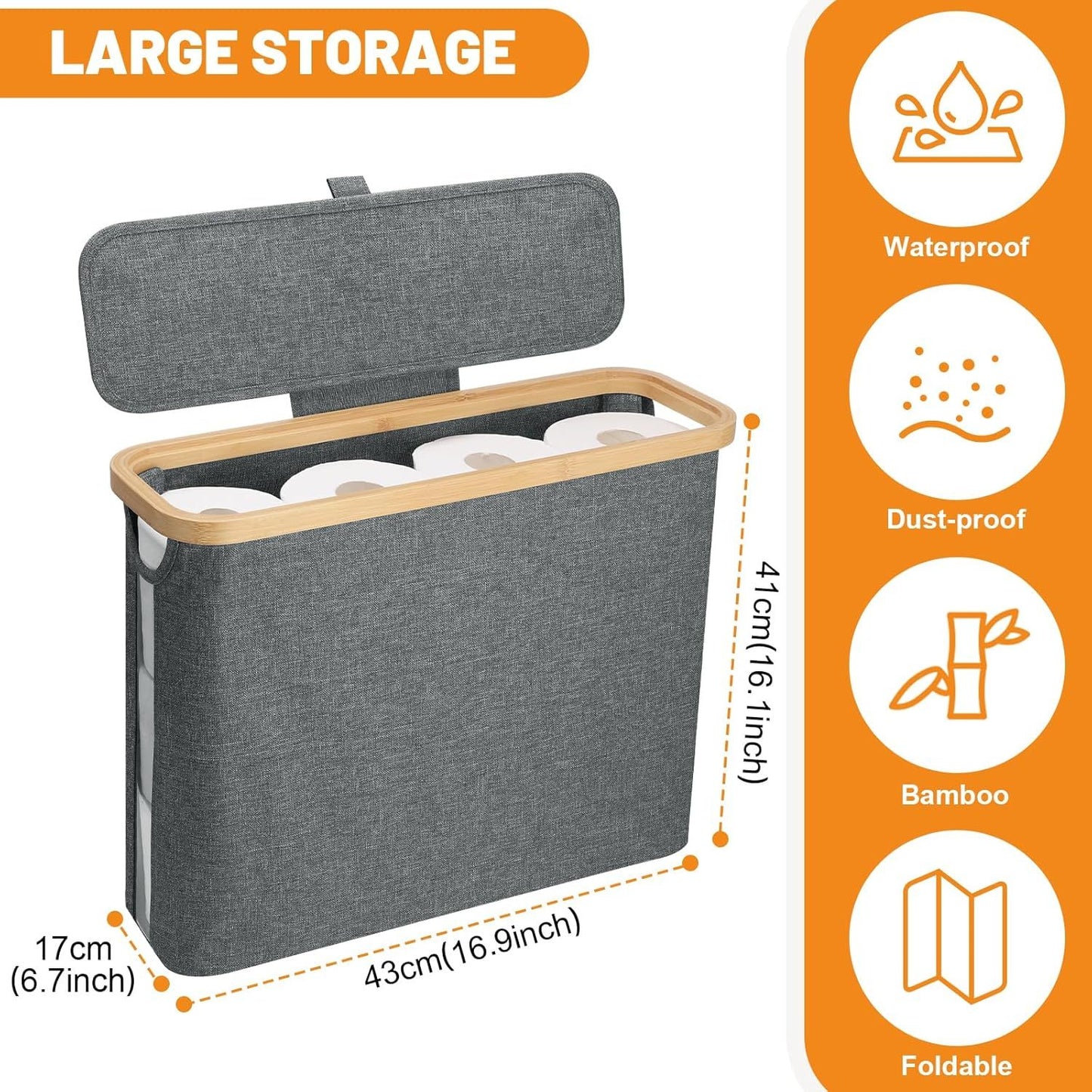 Eco-Friendly Toilet Paper Storage Basket With Lid