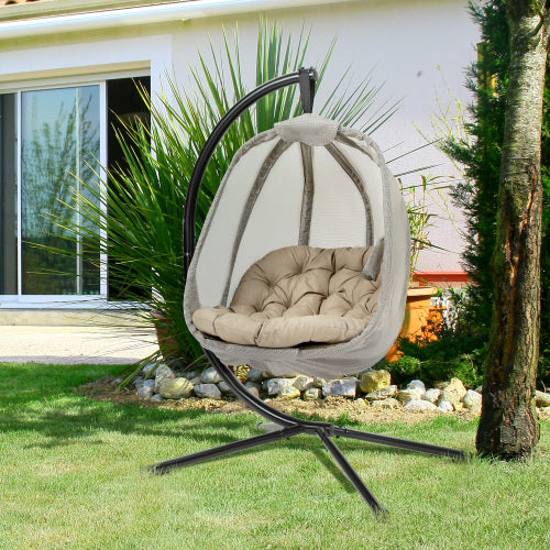 Outsunny Hanging Egg Chair, Swing Hammock With Cushion And Stand