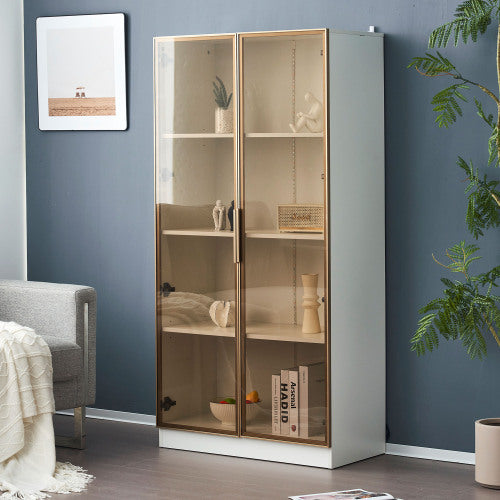 Clear Display Case For Figures, With Tempered Glass Door White