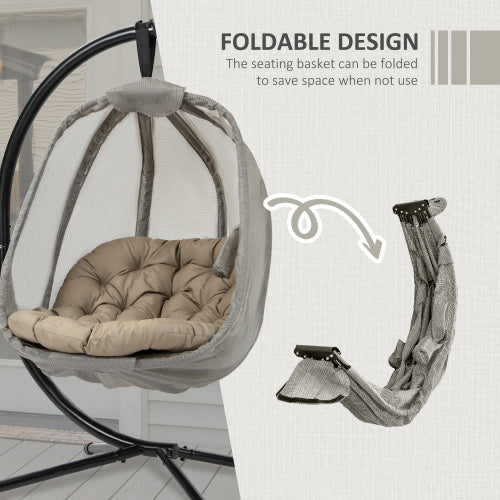 Outsunny Hanging Egg Chair, Swing Hammock With Cushion And Stand