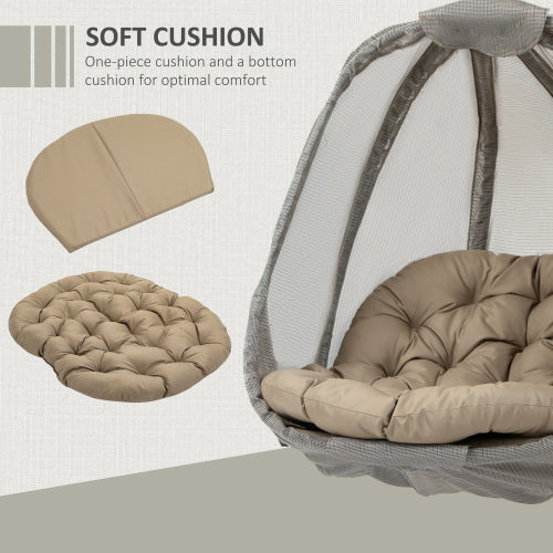 Outsunny Hanging Egg Chair, Swing Hammock With Cushion And Stand