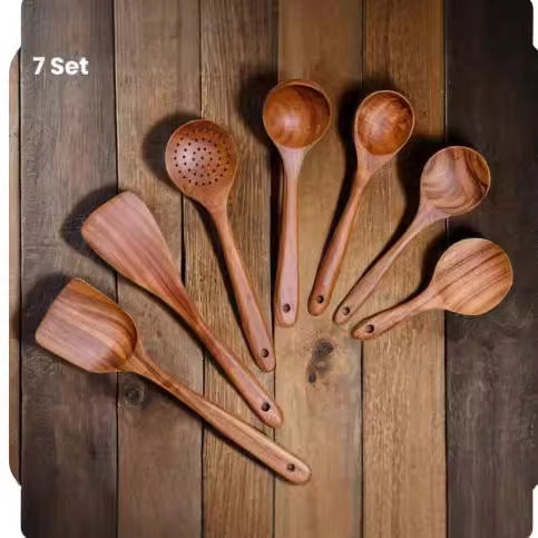 Eco-Friendly Wooden Spatula Cookware Kitchenware 7 piece