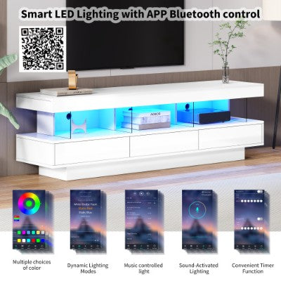 High Gloss TV Stand Unit With LED Lights 160CM