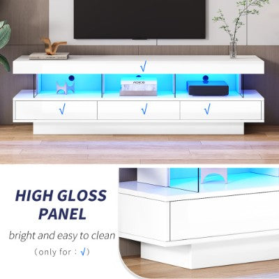 High Gloss TV Stand Unit With LED Lights 160CM