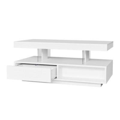 Led Gloss Coffee Table With 2 Drawer Storage