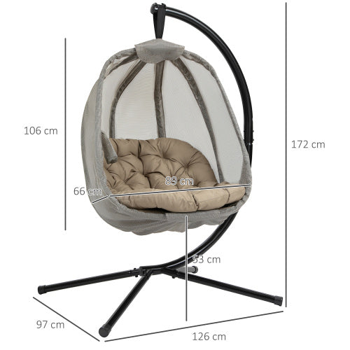 Outsunny Hanging Egg Chair, Swing Hammock With Cushion And Stand