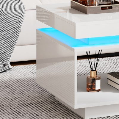 High Glossy LED Coffee Table With Drawer Storage, For Living Room