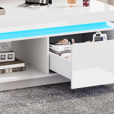 High Glossy LED Coffee Table With Drawer Storage, For Living Room