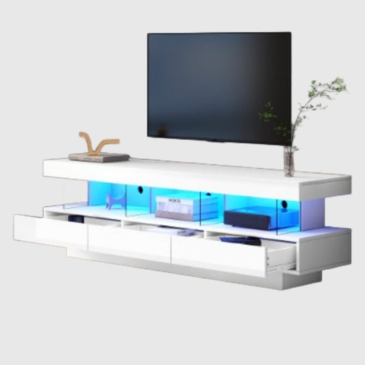 High Gloss TV Stand Unit With LED Lights 160CM